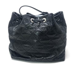 Chanel Black On the Road Large Drawstring Bucket Tote Bag