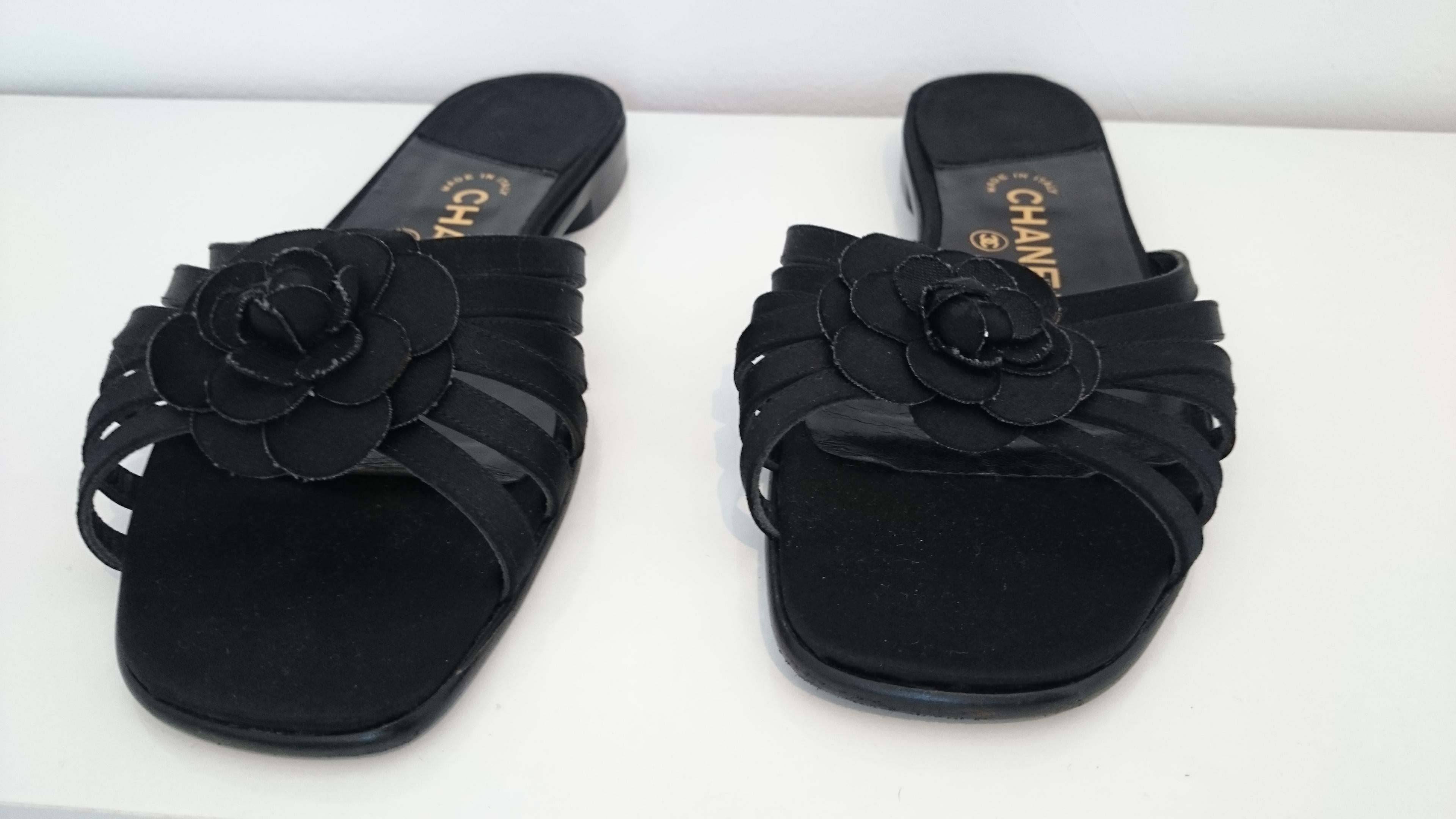 chanel black slippers