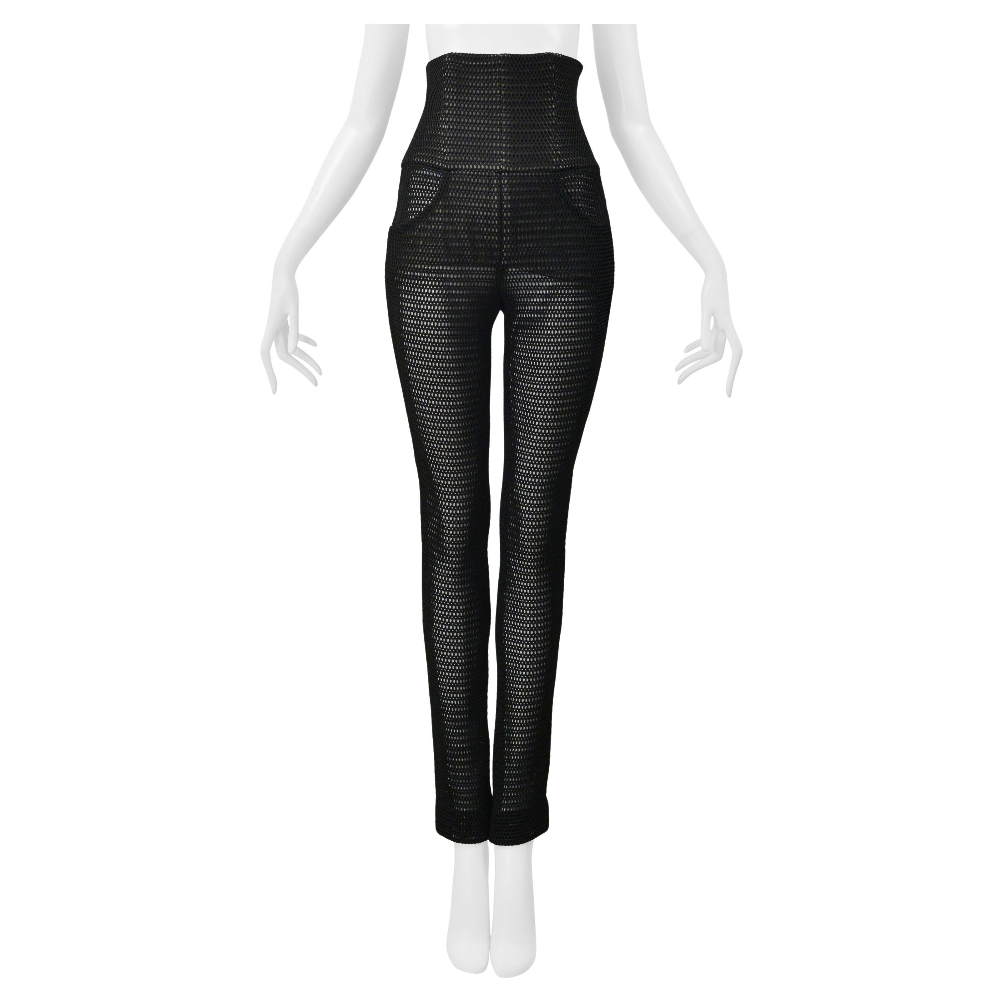 Chanel Black Open Mesh High Waisted Pants