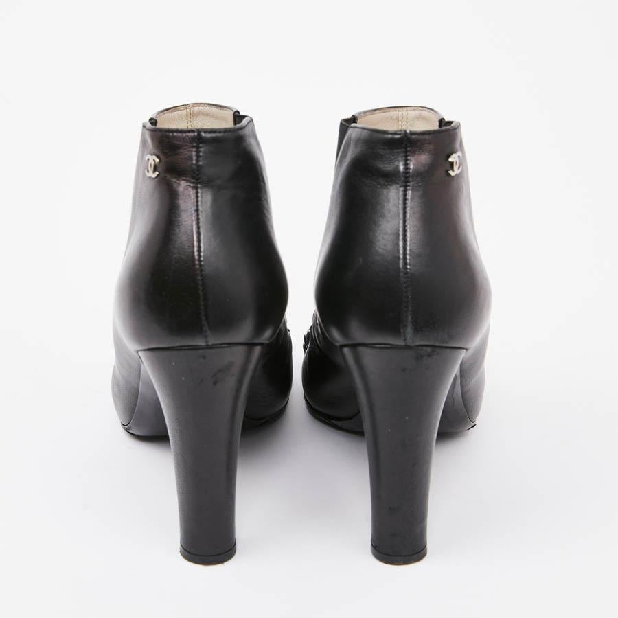 CHANEL Black Open Toe Boots Size 39.5  In Excellent Condition In Paris, FR
