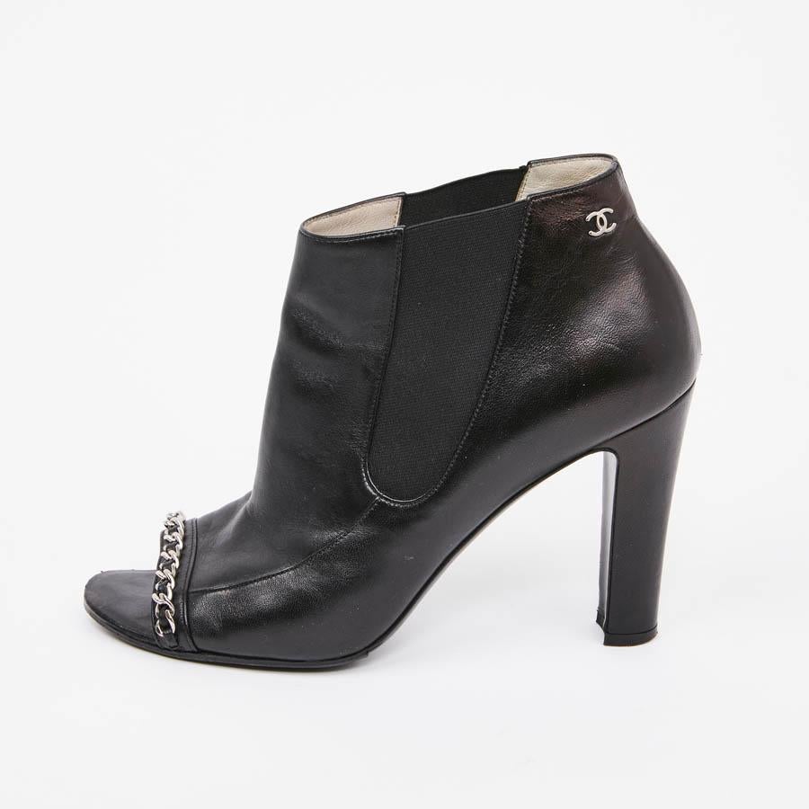 Women's CHANEL Black Open Toe Boots Size 39.5 