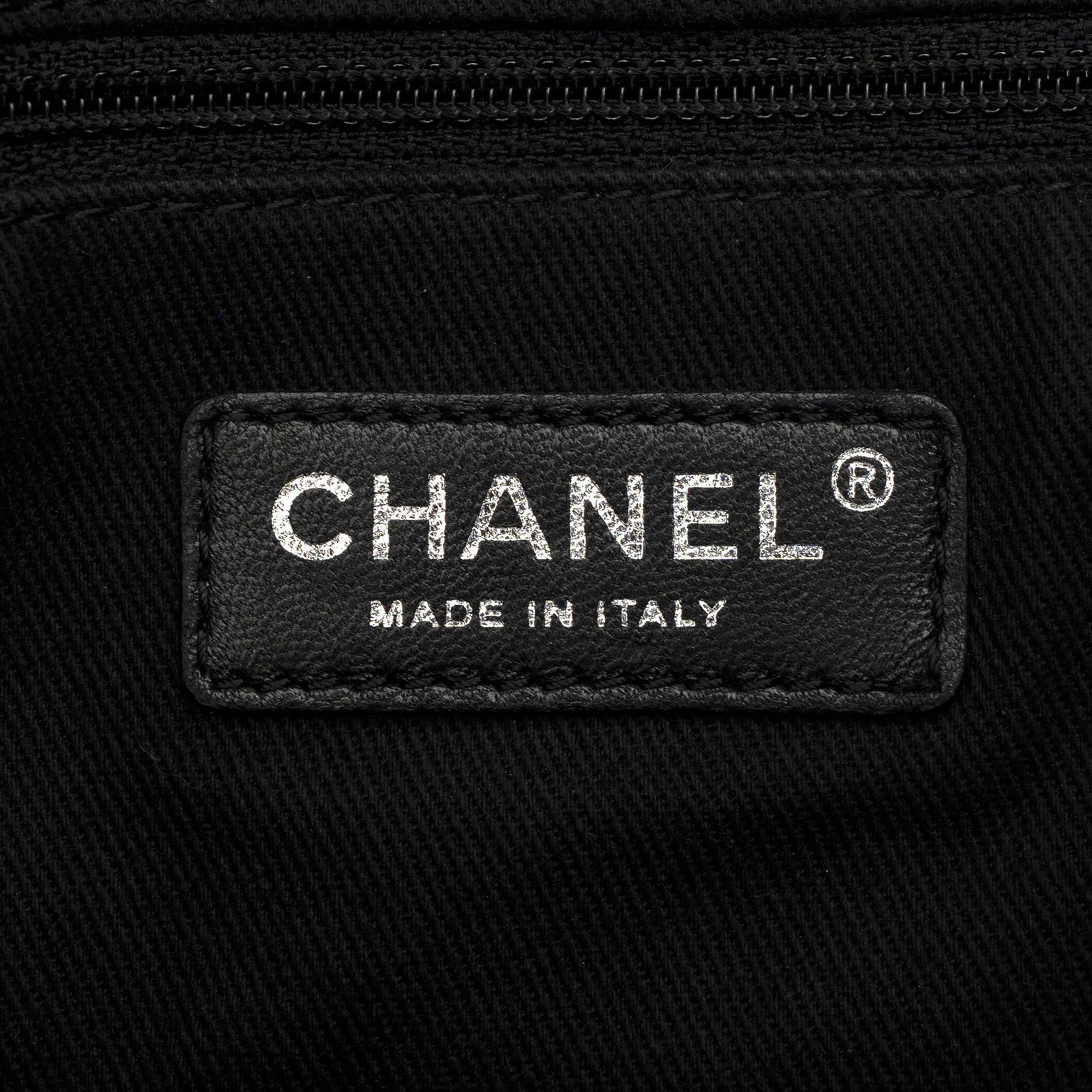 CHANEL black & orange leather 14K PERFORATED TOTE Bag 4