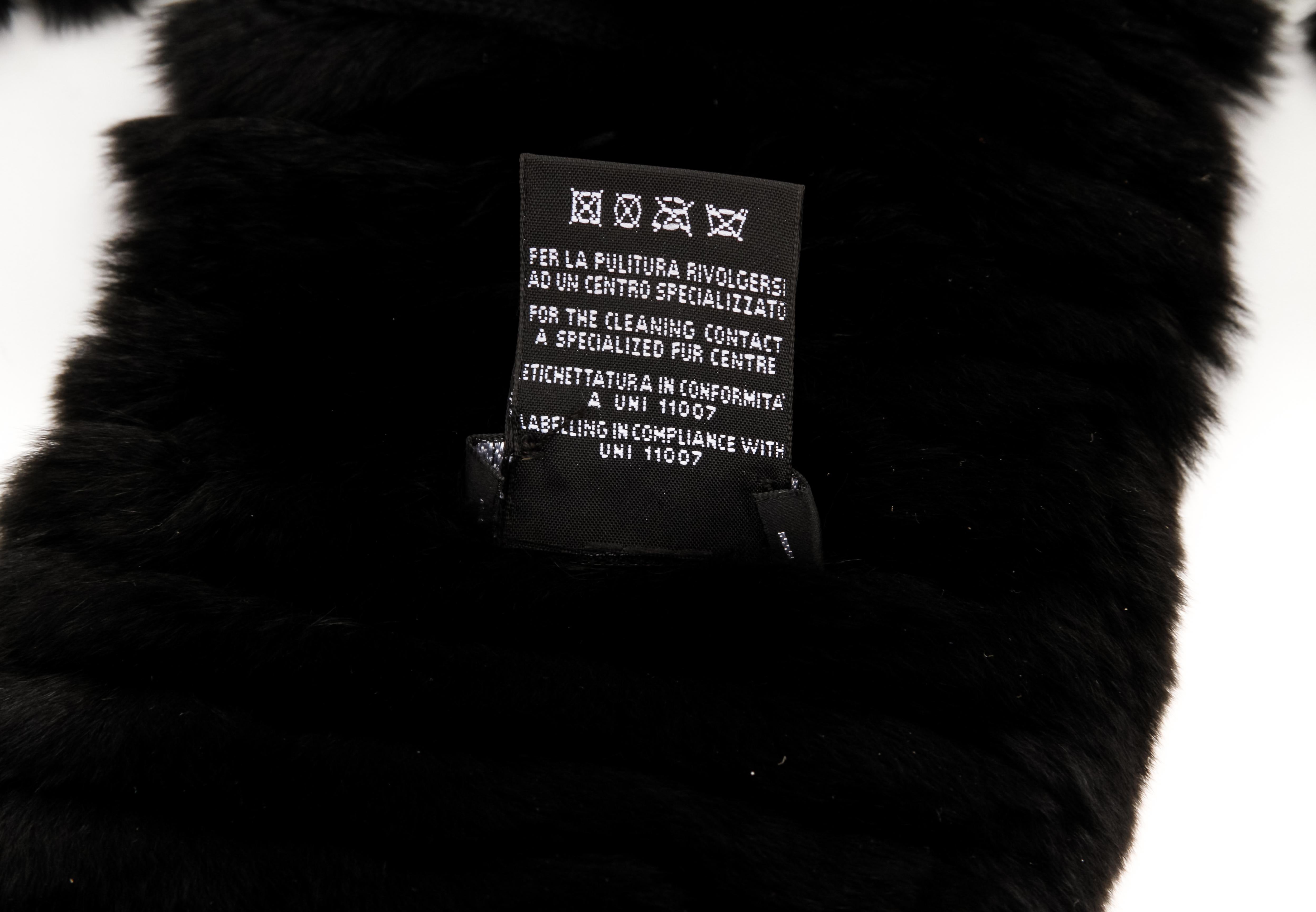 Chanel Black Orylag Rabbit Striped Fur Scarf In Excellent Condition In West Hollywood, CA