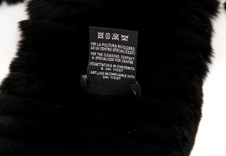 Chanel Black Orylag Rabbit Striped Fur Scarf For Sale at 1stDibs