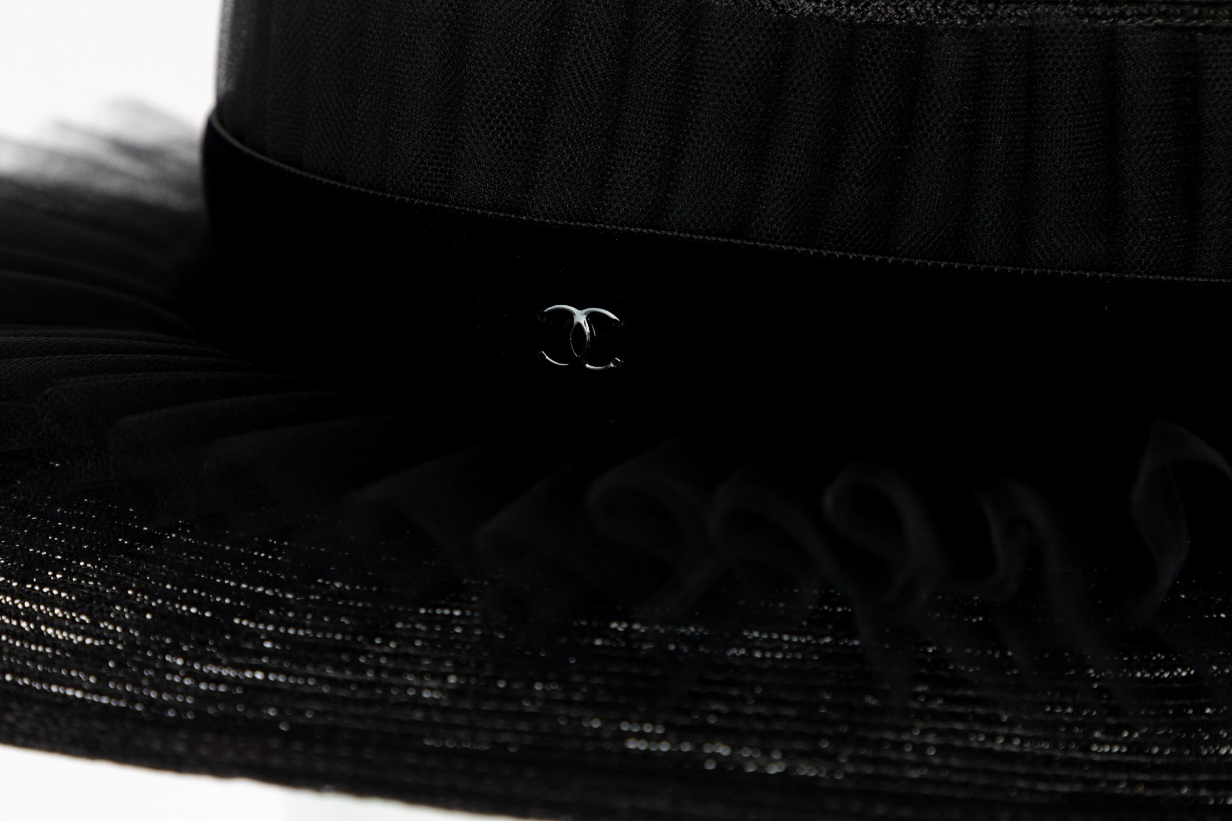 Women's Chanel Black Oval Ruffle Hat Spring 2003