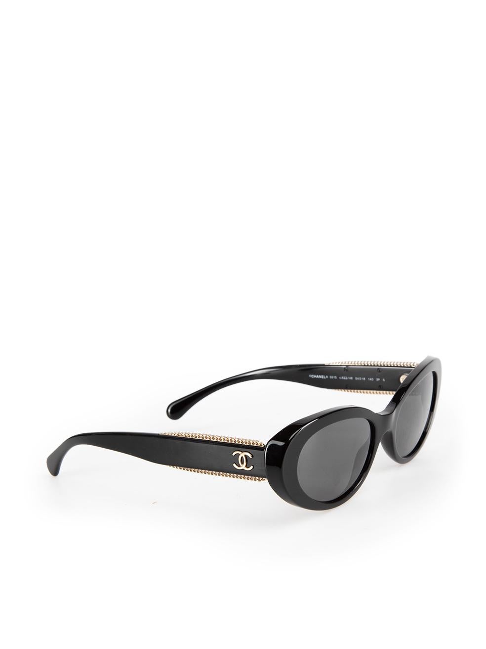 Chanel Black Oval Sunglasses In New Condition For Sale In London, GB