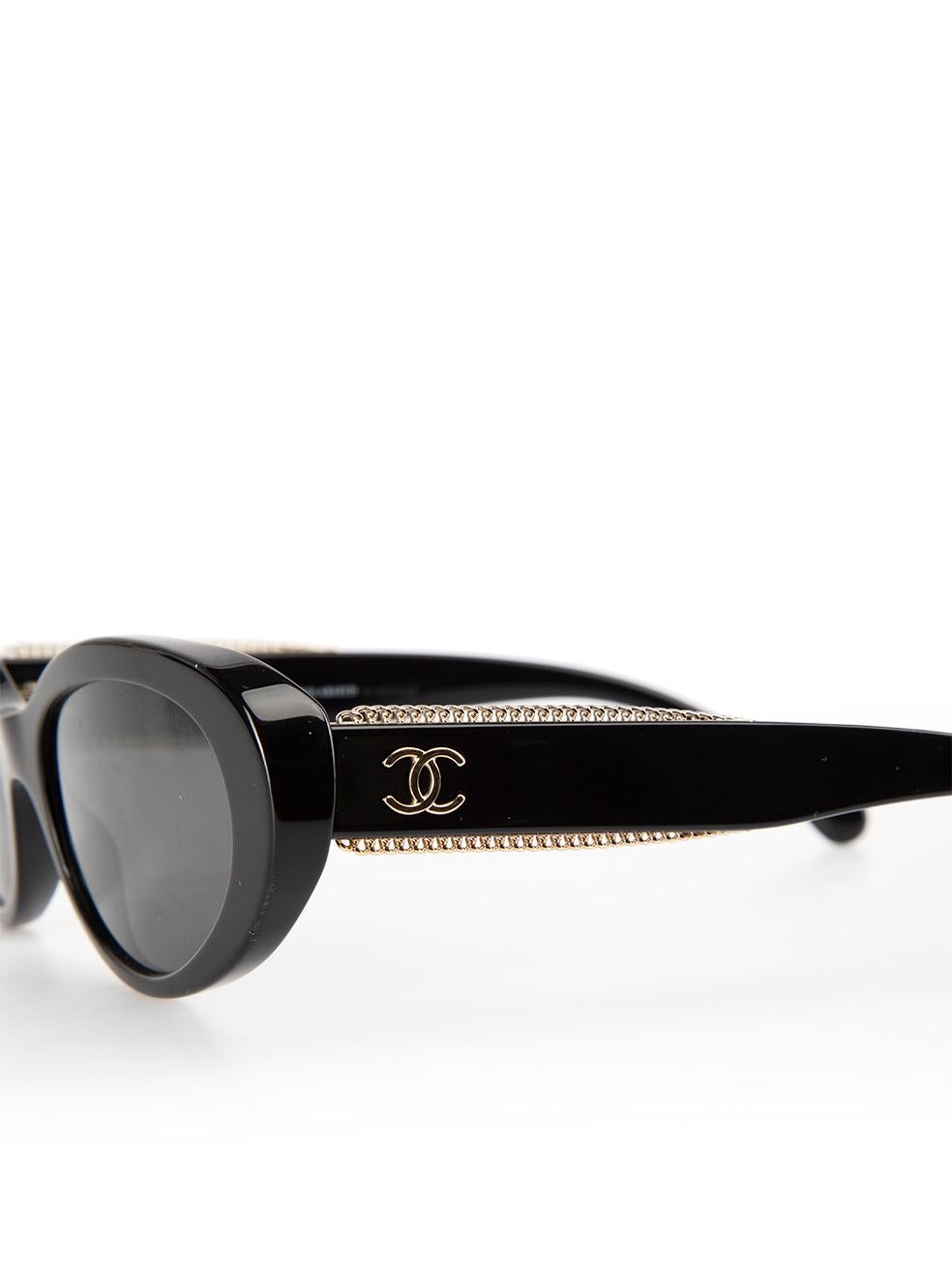 Chanel Black Oval Sunglasses For Sale 2
