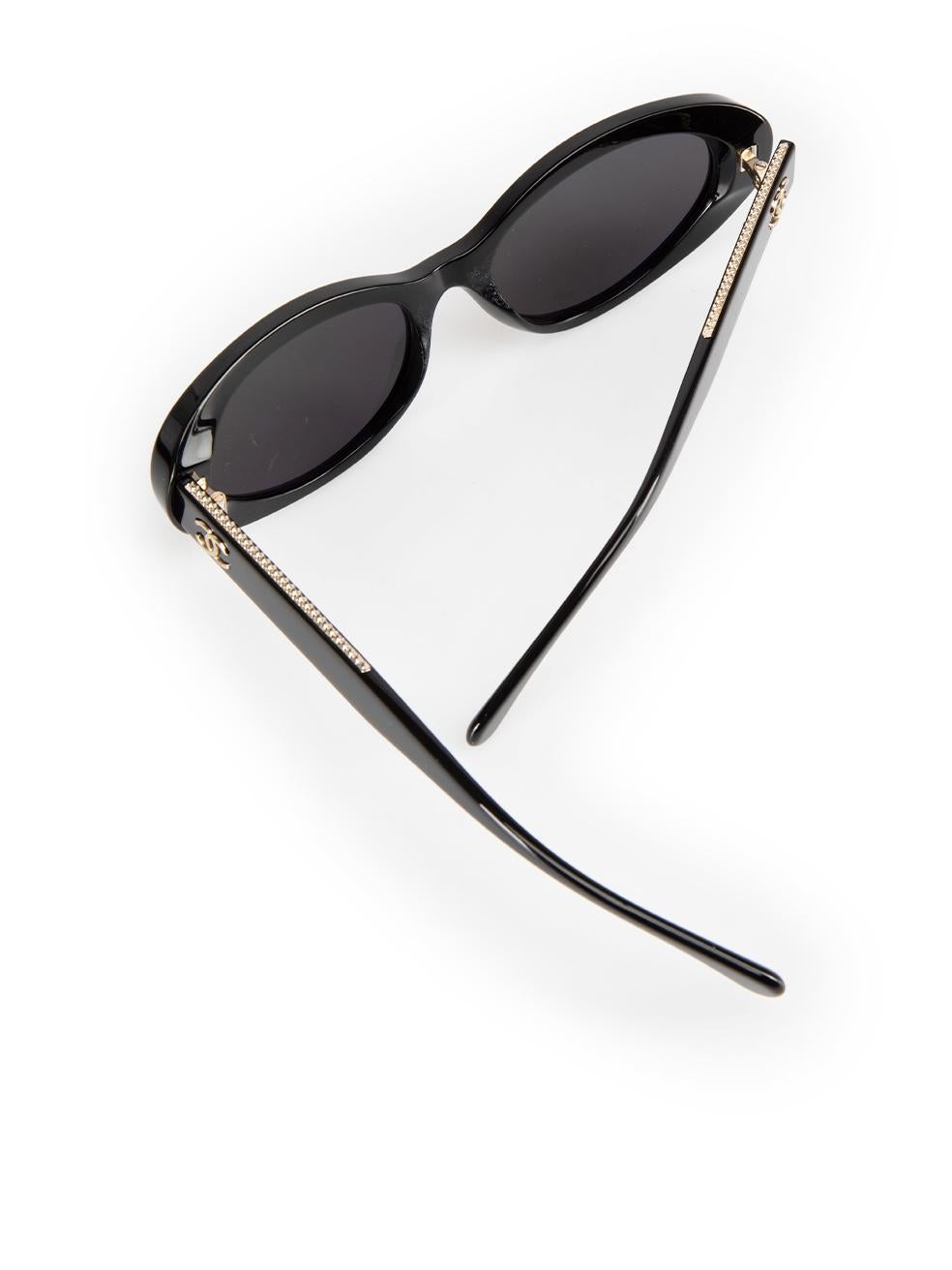 Chanel Black Oval Sunglasses For Sale 3