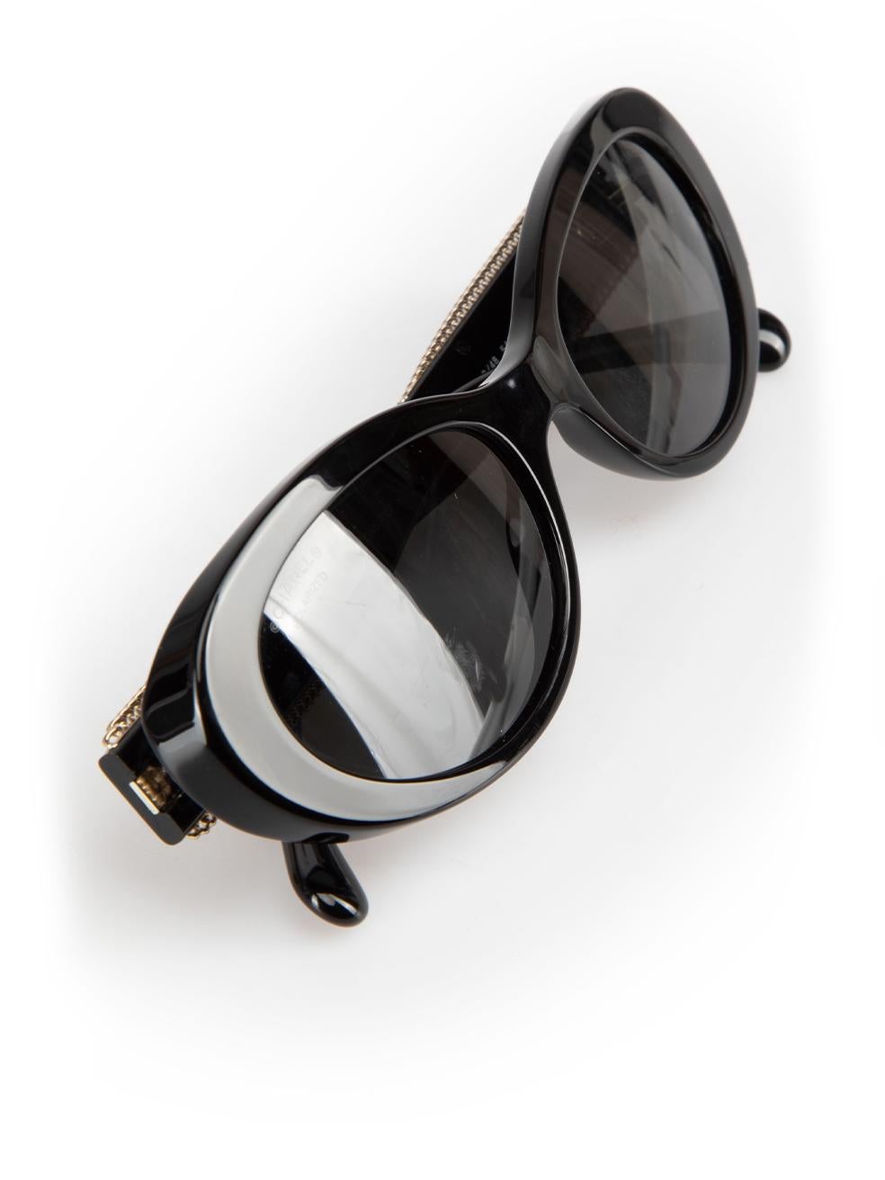 Chanel Black Oval Sunglasses For Sale 4