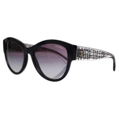 Chanel, Black oversized sunglasses with silver cc