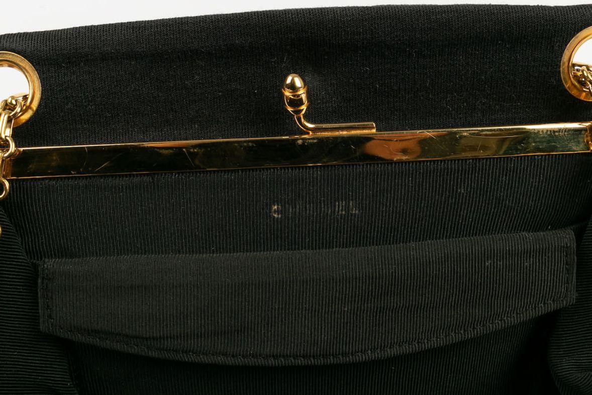 Chanel Black Overstitched Jersey Bag For Sale 5