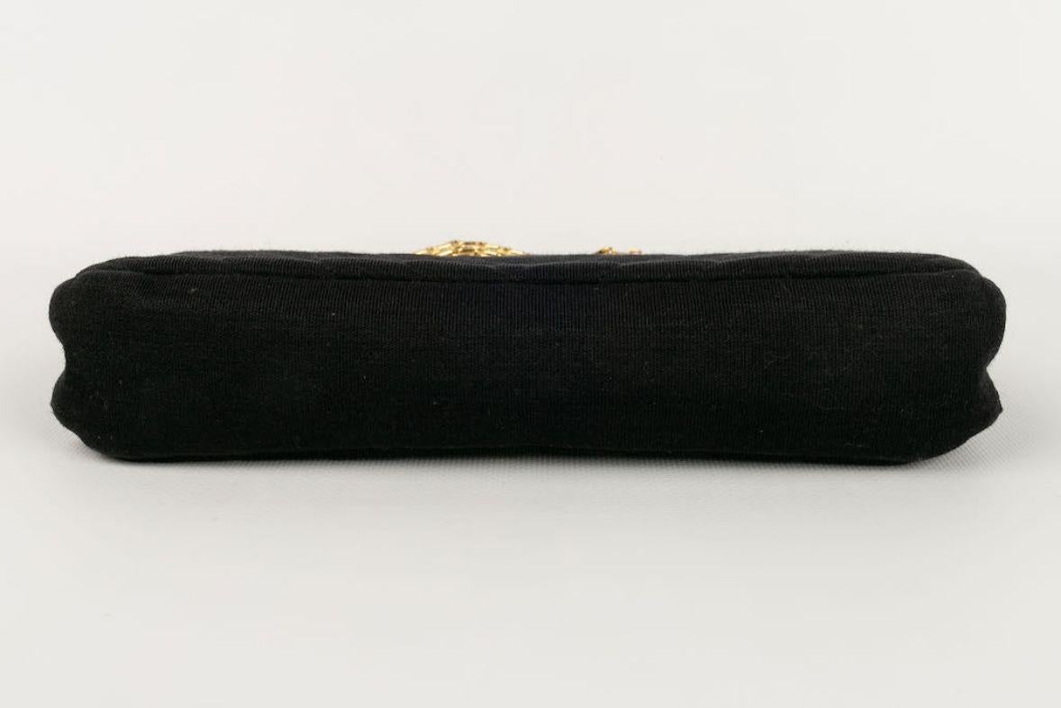Chanel Black Overstitched Jersey Bag For Sale 2