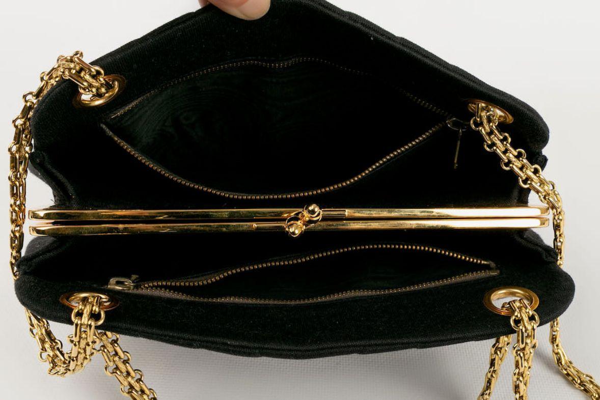 Chanel Black Overstitched Jersey Bag For Sale 3