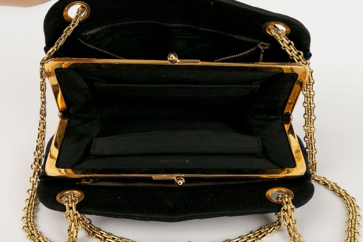 Chanel Black Overstitched Jersey Bag For Sale 4
