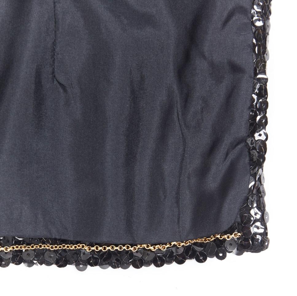 CHANEL black paillette sequins grosgrain trimmed 4 pocket evening jacket FR42 5