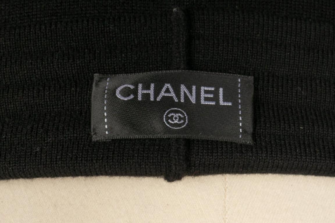 Chanel Black Pants with Leather Strips For Sale 4