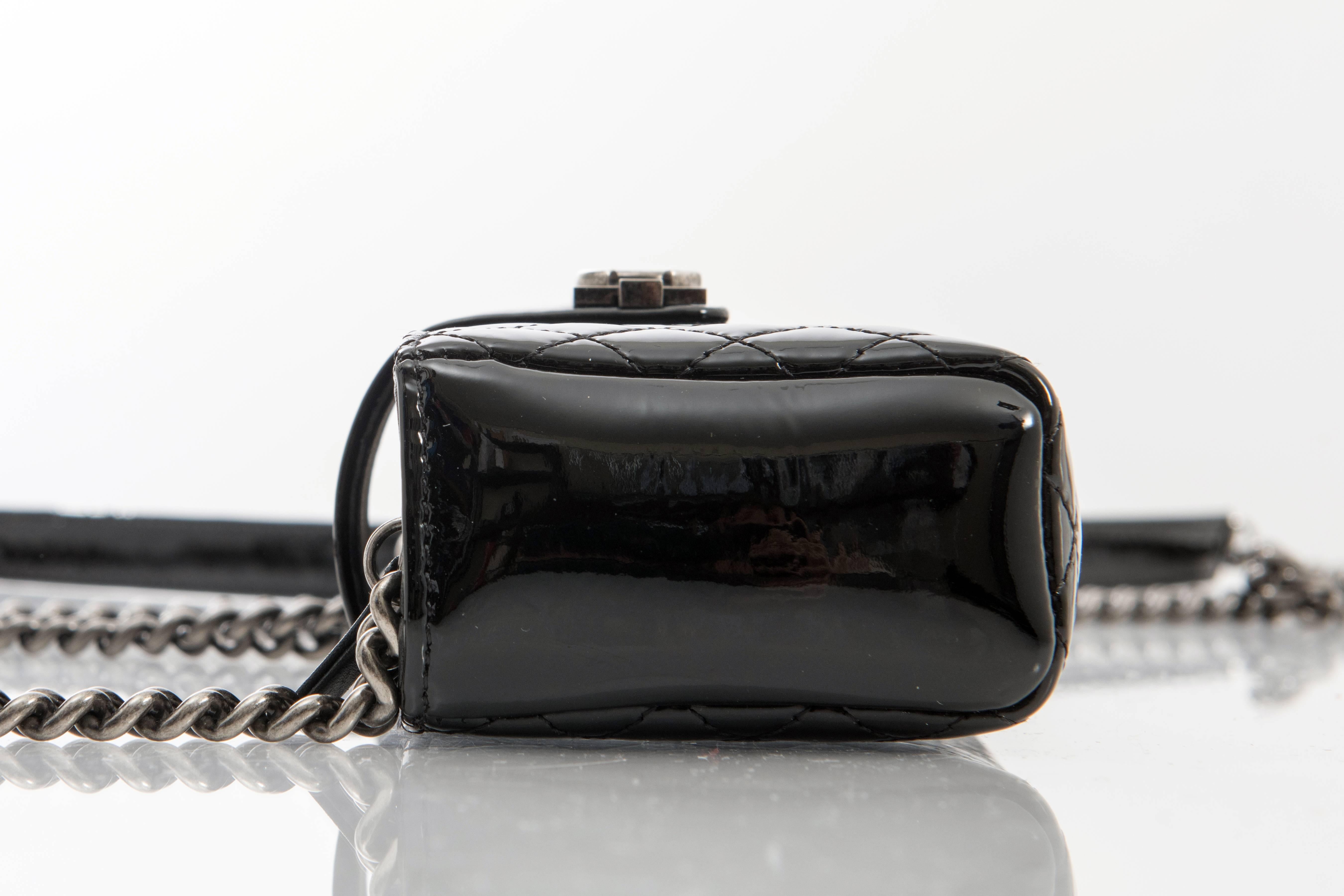 Chanel Black Patent Boy Reverso Mini Pochette Crossbody Bag 1