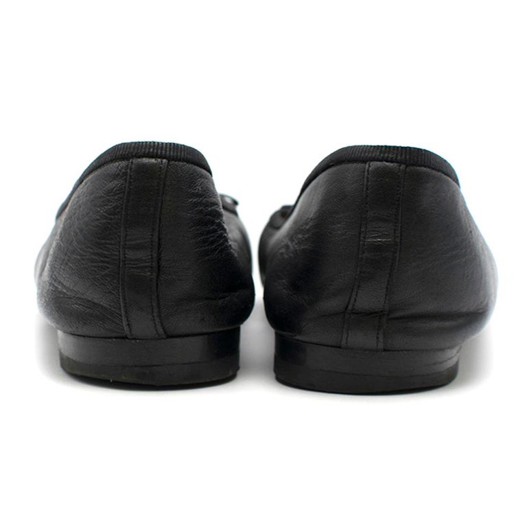 Chanel Black Patent Cap-Toe Ballerina Flats SIZE 39.5 For Sale at 1stDibs