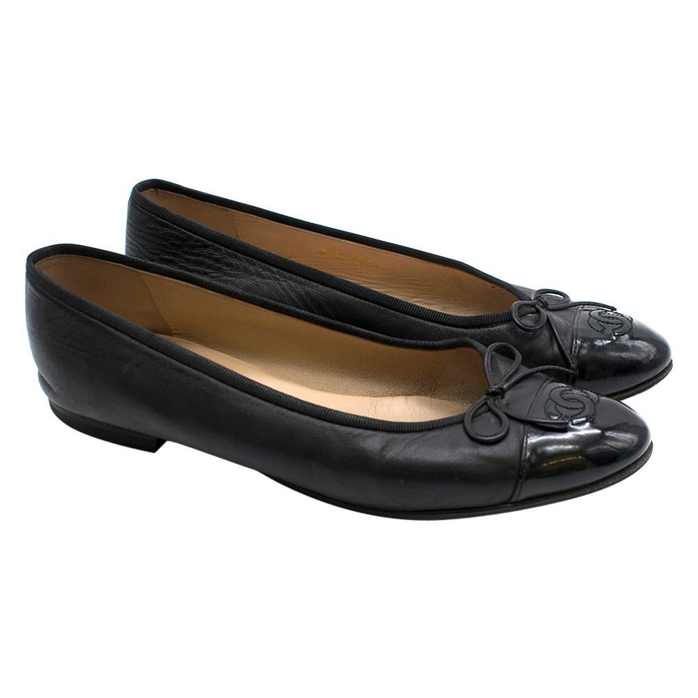 black patent ballerina shoes