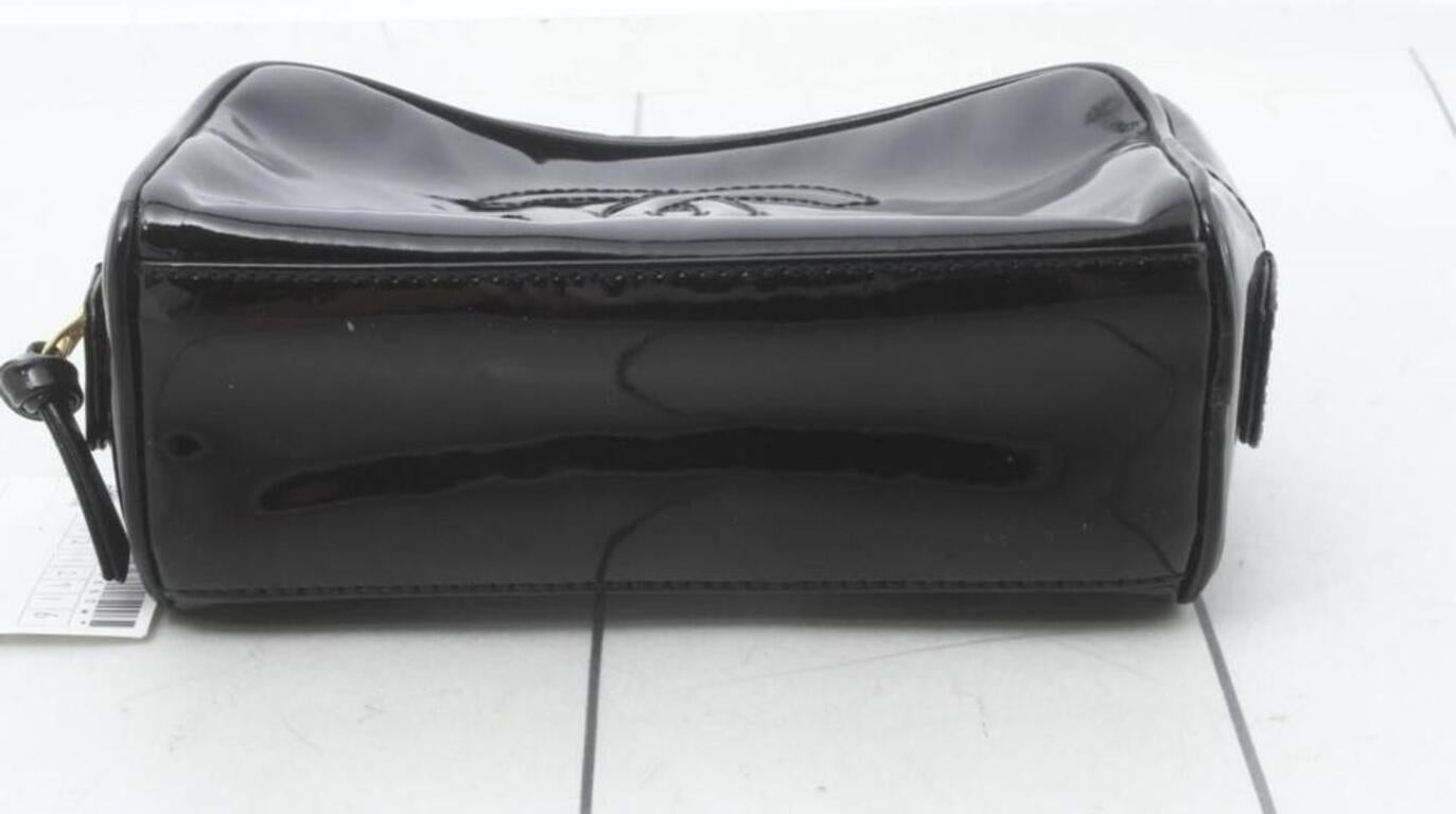Chanel Black Patent CC Cosmetic Case Make Up Pouch 861943 1
