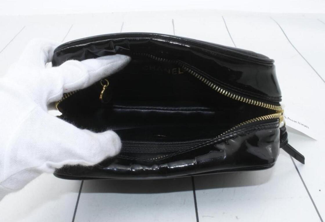 Chanel Black Patent CC Cosmetic Case Make Up Pouch 861943 3