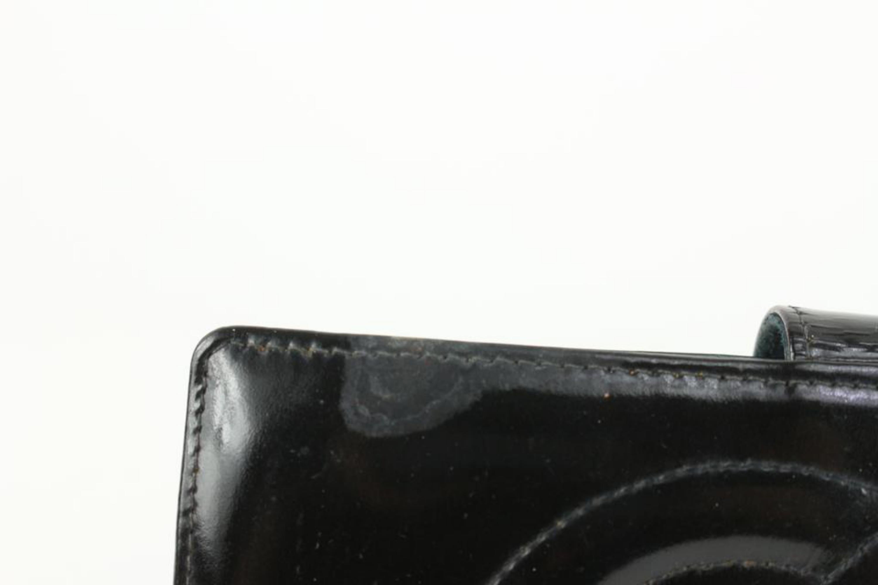 Chanel Black Patent CC Logo Long Flap Wallet 1210c31 For Sale 1