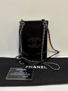 Chanel Black Patent CC Mini Phone Holder Crossbody Bag