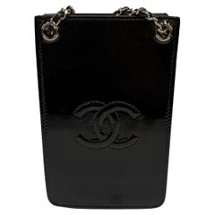 Chanel Charol Negro CC Mini Phone Holder Crossbody Bag