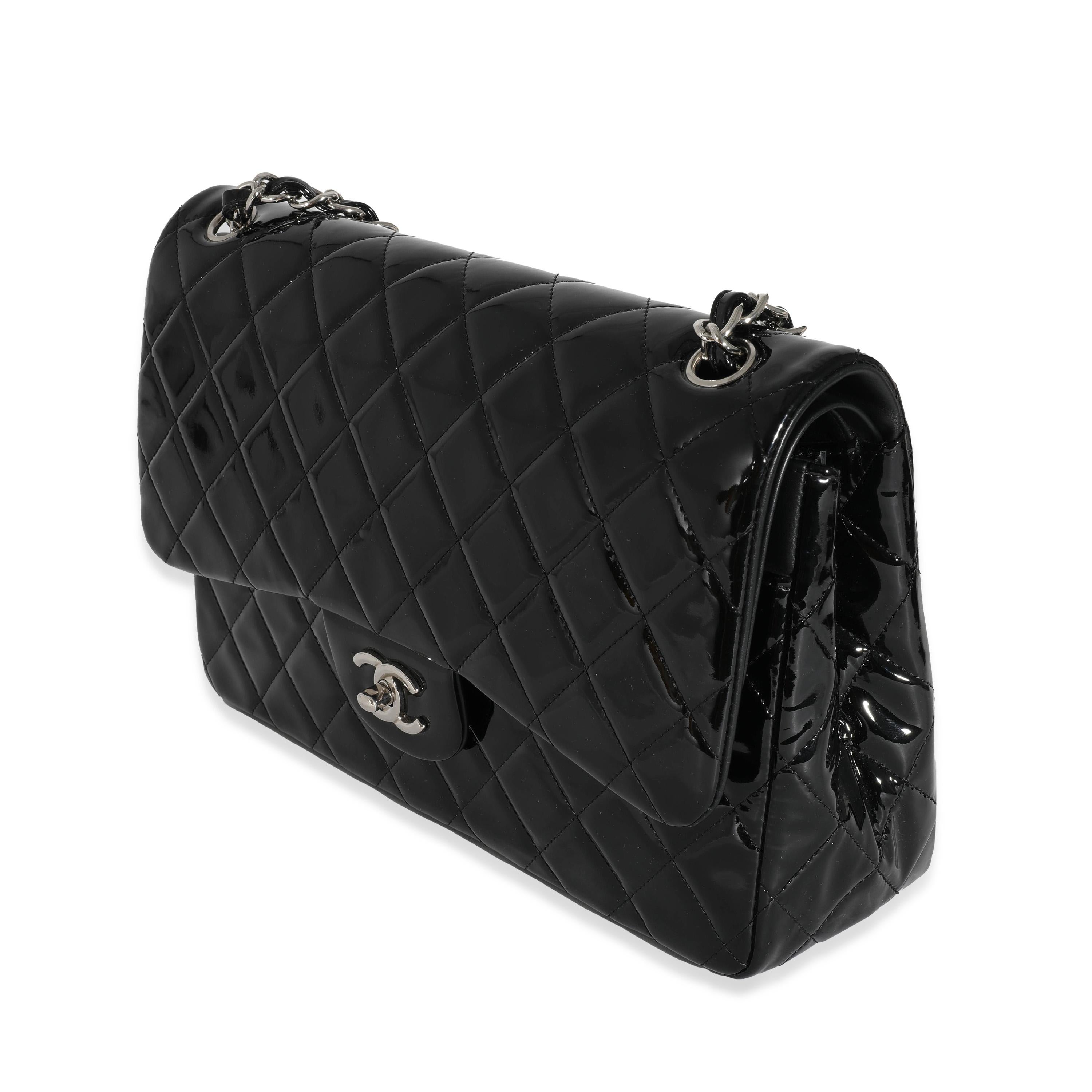 Chanel Black Patent Classic Jumbo Flap Bag For Sale at 1stDibs