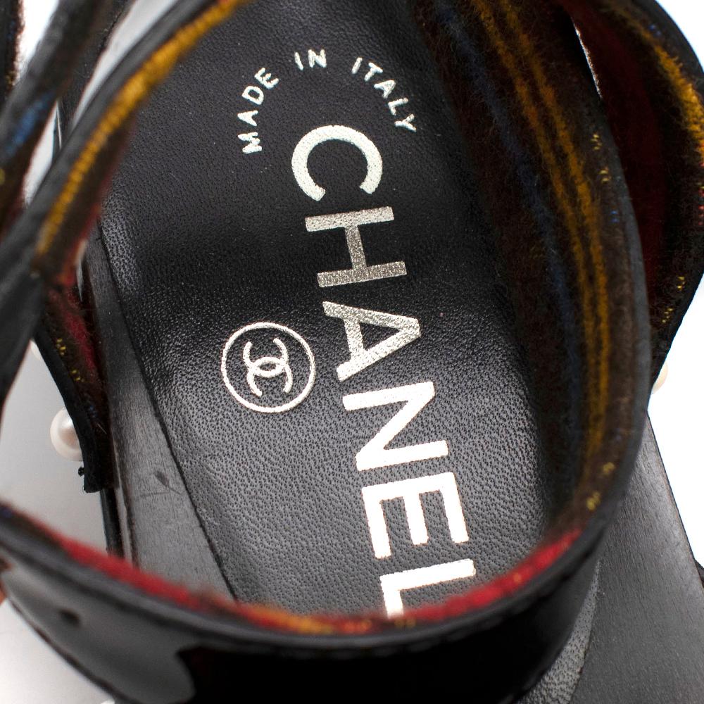 Chanel Black Patent Clogs with Ankle Strap - Size EU 35 1