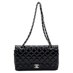 Chanel Black Patent Double Flap 10"