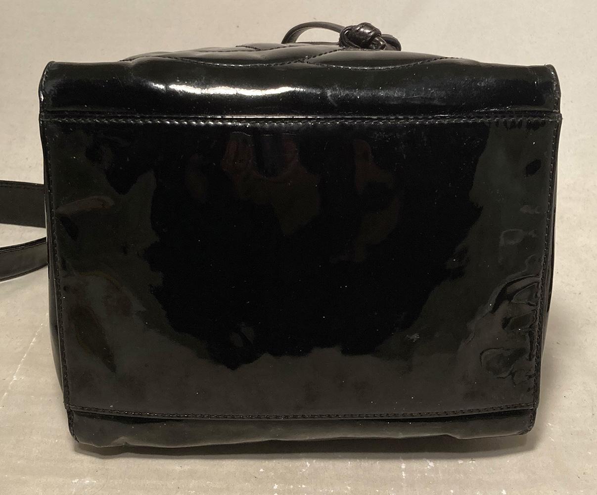 Women's Chanel Black Patent Drawstring Bucket Bag