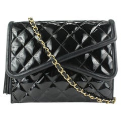 Chanel Black Patent Fringe Tassel Flap Bag 524cas610