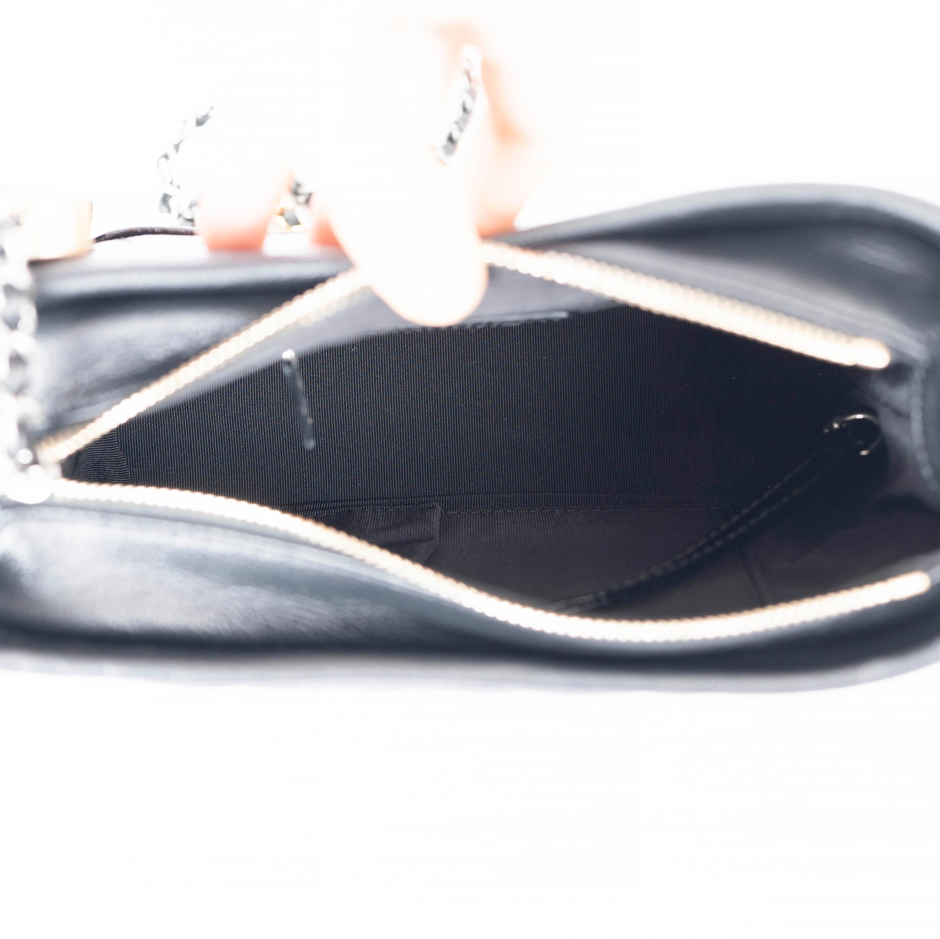 CHANEL black patent goatskin leather 18S GABRIELLE SMALL HOBO Bag 1