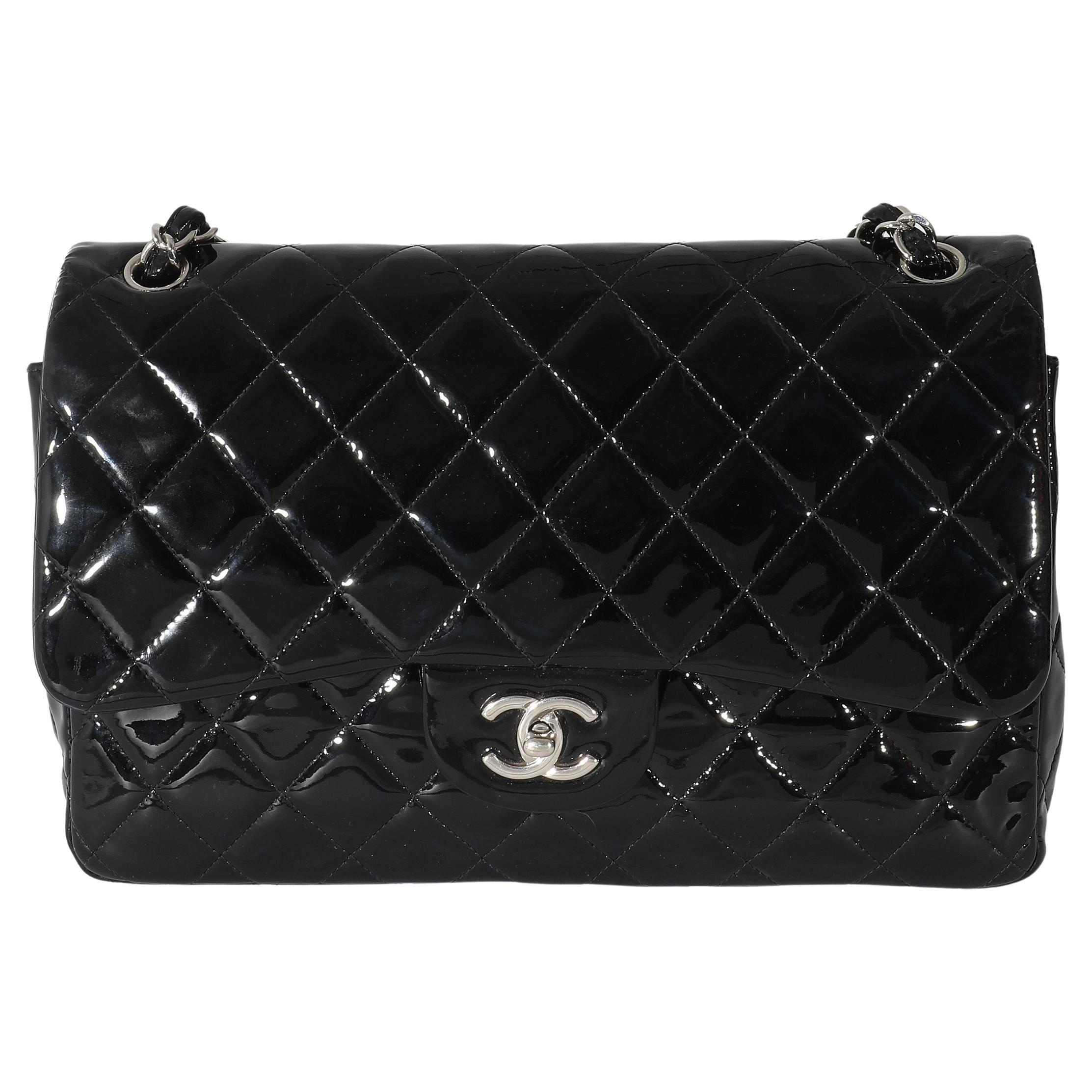 Chanel Black Patent Leather Kelly Style Top Handle Satchel Flap in Box at  1stDibs