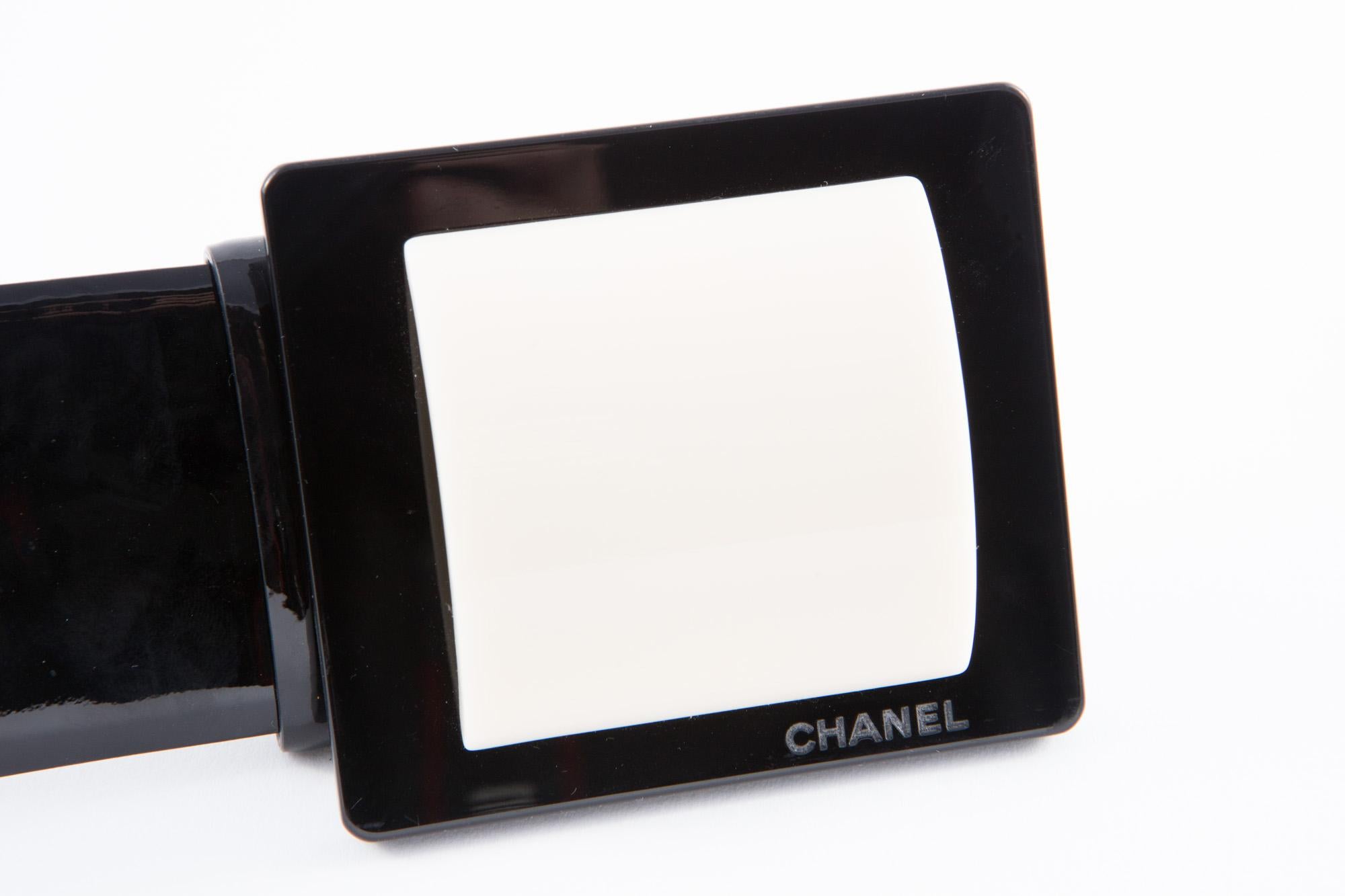 Chanel Black Patent Lamb Belt  (Schwarz)