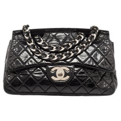 Chanel Black Patent Leather 2 way Classic Flap Shoulder Bag