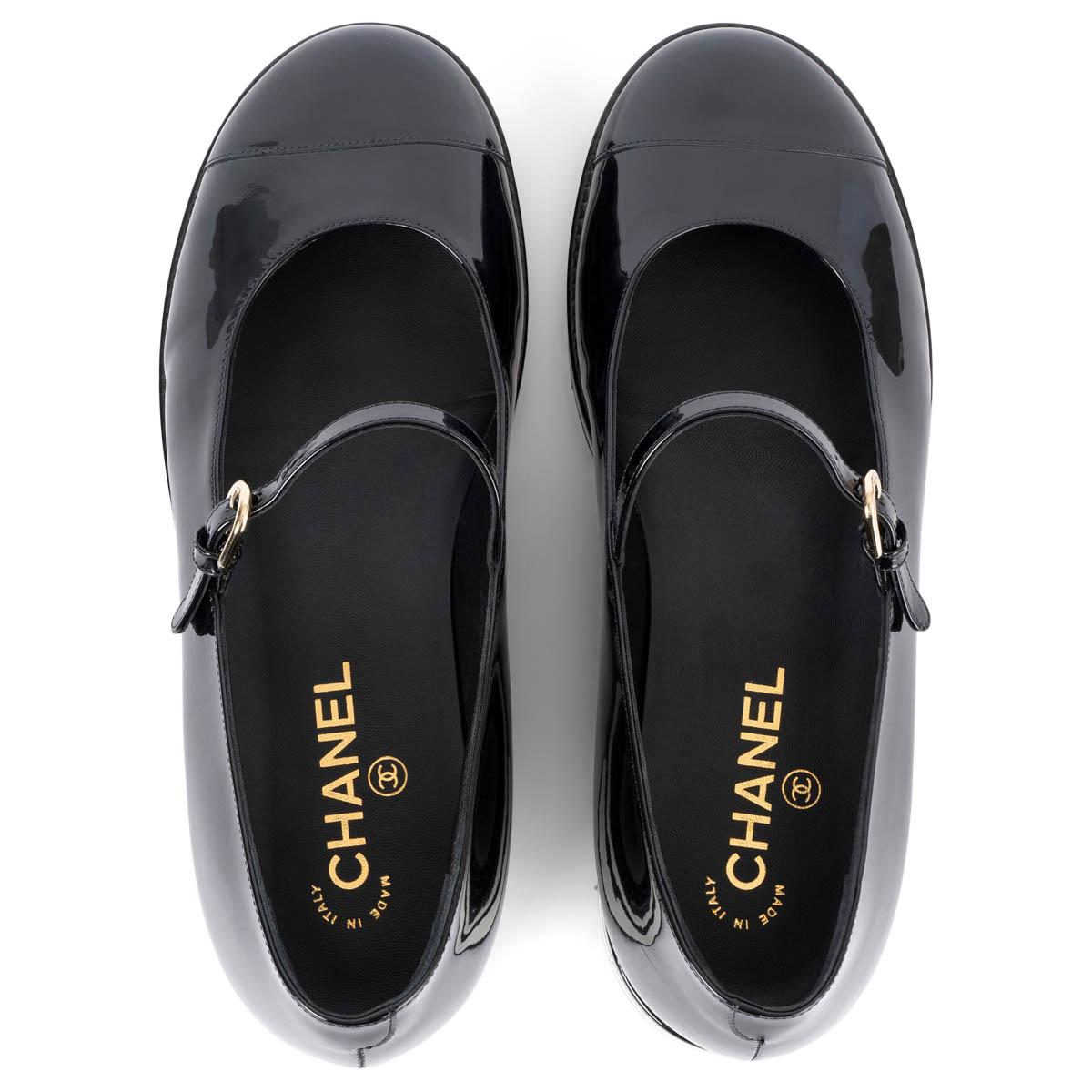 CHANEL black patent leather 2016 16C SEOUL SOCK MARY-JANE Shoes 38.5 For Sale 7