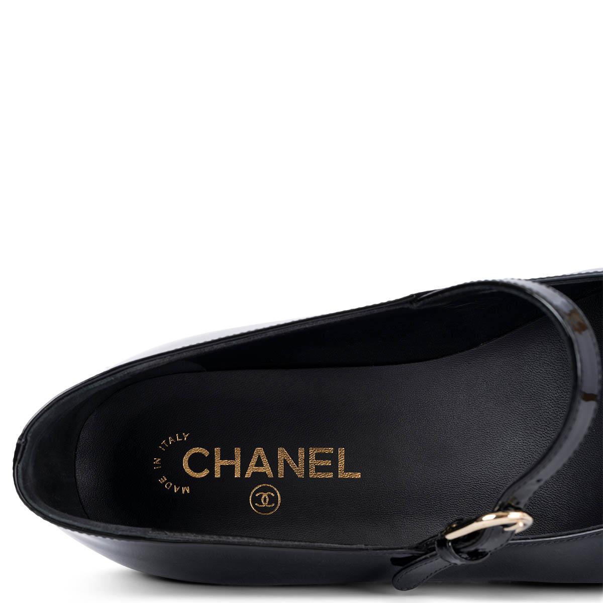 CHANEL black patent leather 2016 16C SEOUL SOCK MARY-JANE Shoes 38.5 For Sale 2