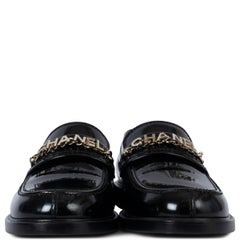 CHANEL black patent leather 22C DUBAI PENNY Loafers Shoes 42 fit 41