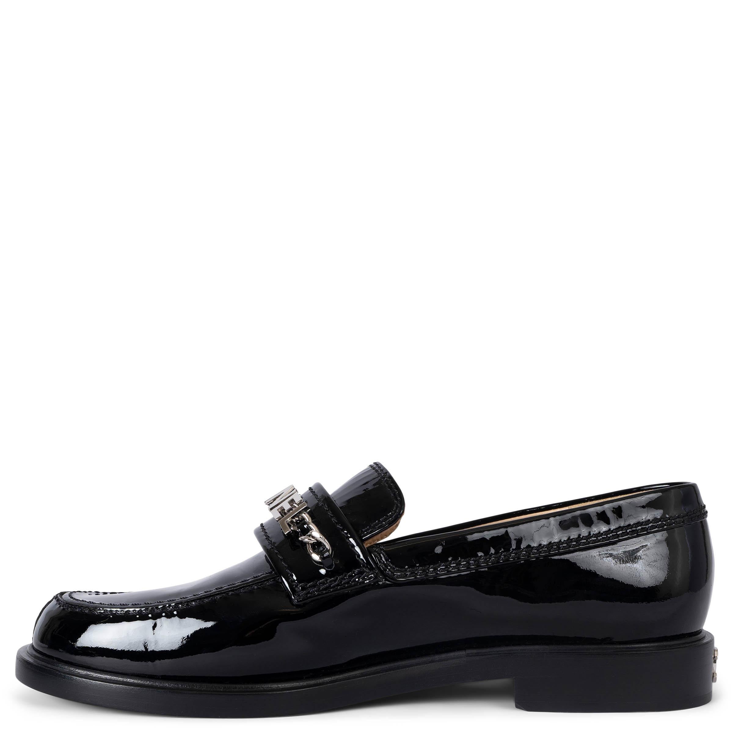 Black CHANEL black patent leather 23A DAKAR LOGO PENNY Loafers Shoes 38.5 For Sale
