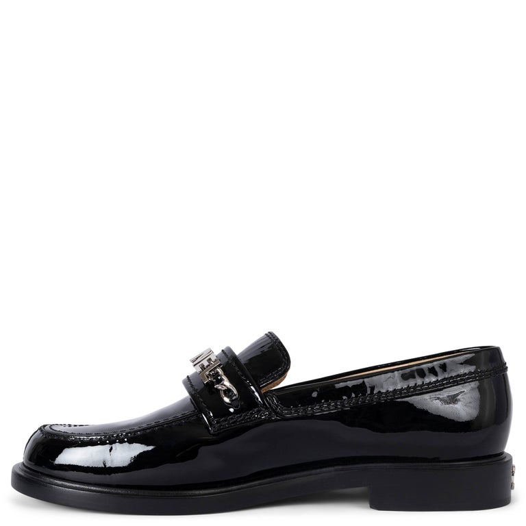 CHANEL black patent leather 23A DAKAR LOGO PENNY Loafers  display picture 1