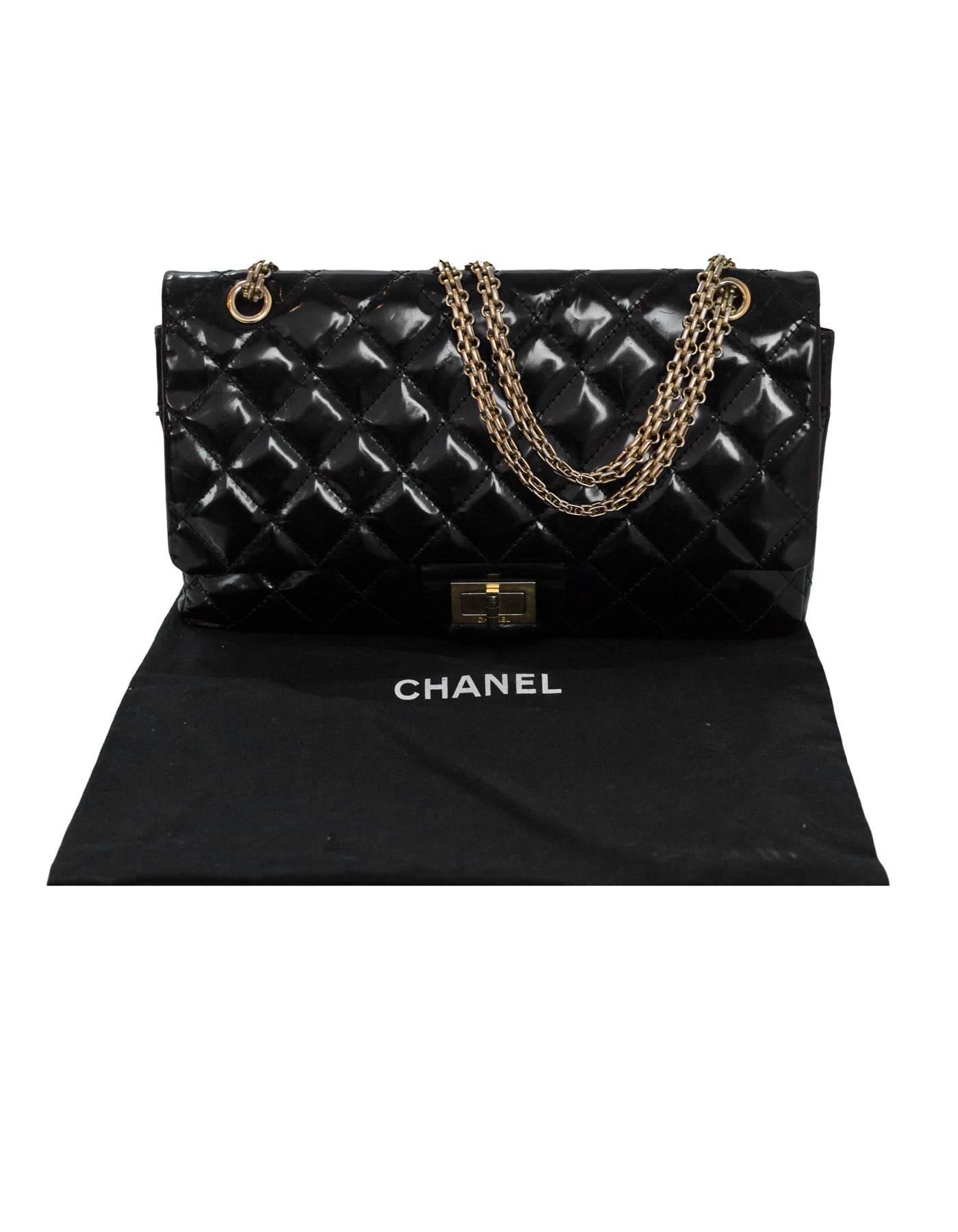Chanel Black Patent Leather 2.55 Re-Issue 227 Double Flap Bag 6