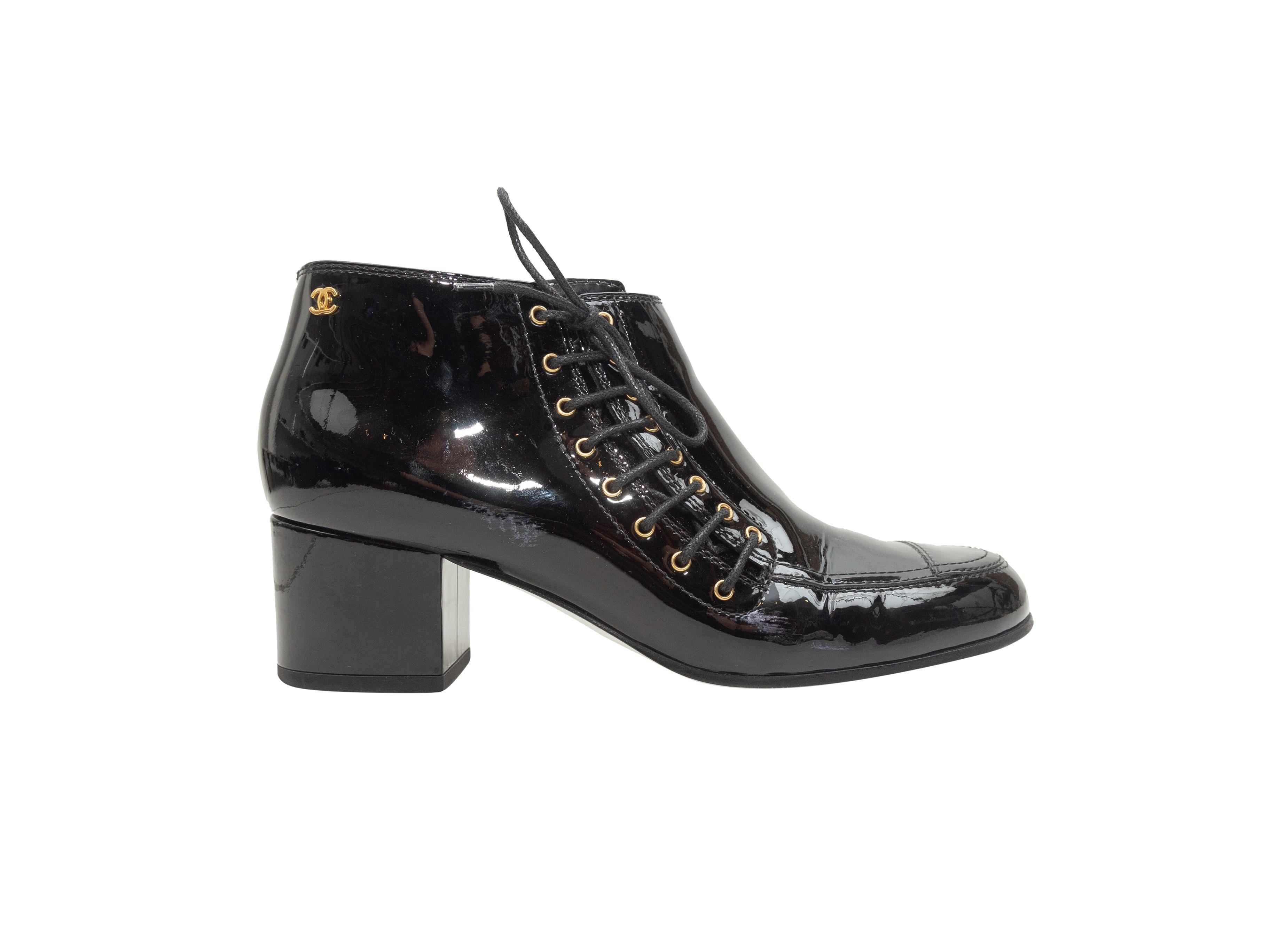 Chanel Black Patent Leather Ankle Boots 1