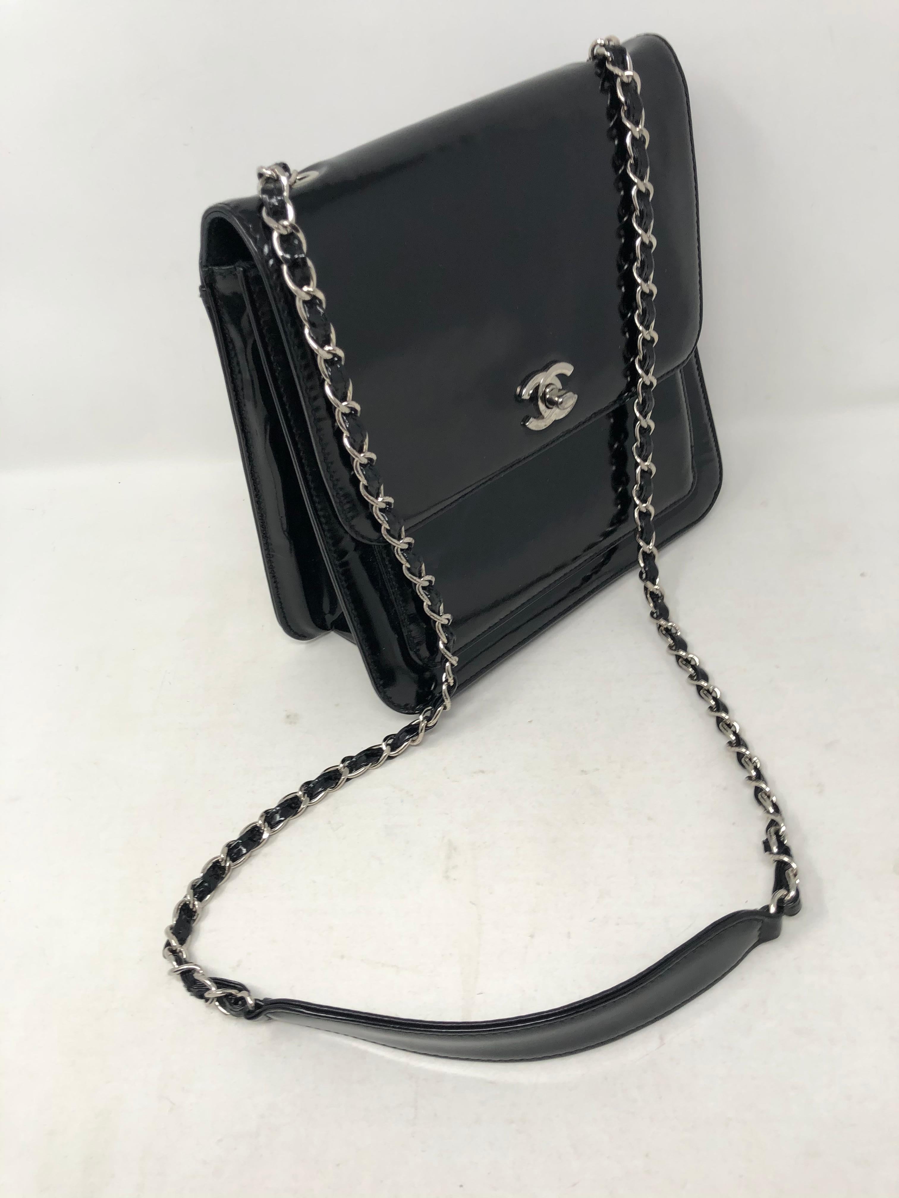 Women's or Men's Chanel Black Patent Leather Bag 