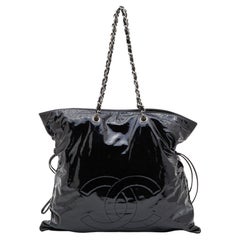 Chanel Black Patent Leather Bon Bon Tote