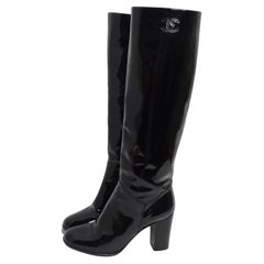 Used Chanel Black Patent Leather Boots