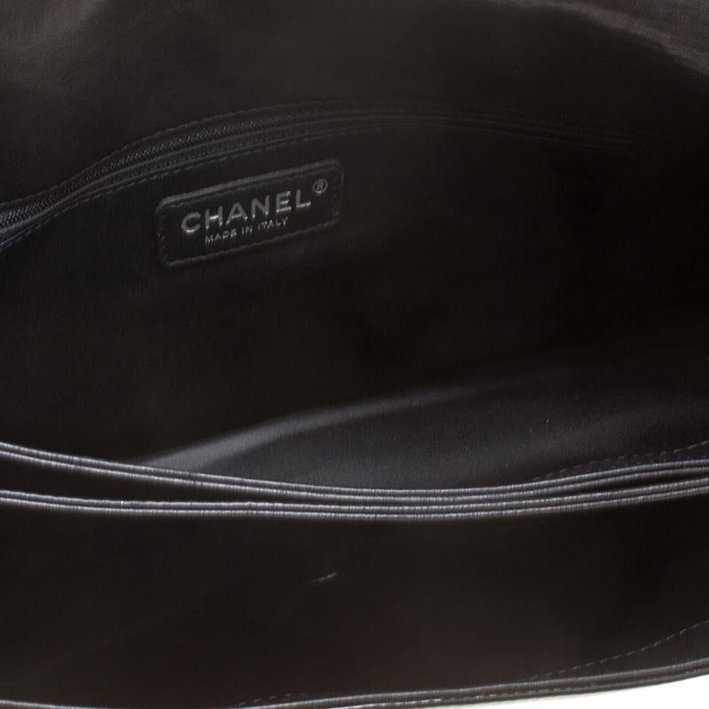 Chanel Black Patent Leather Camellia Accordion 3 Classic Flap Bag 3