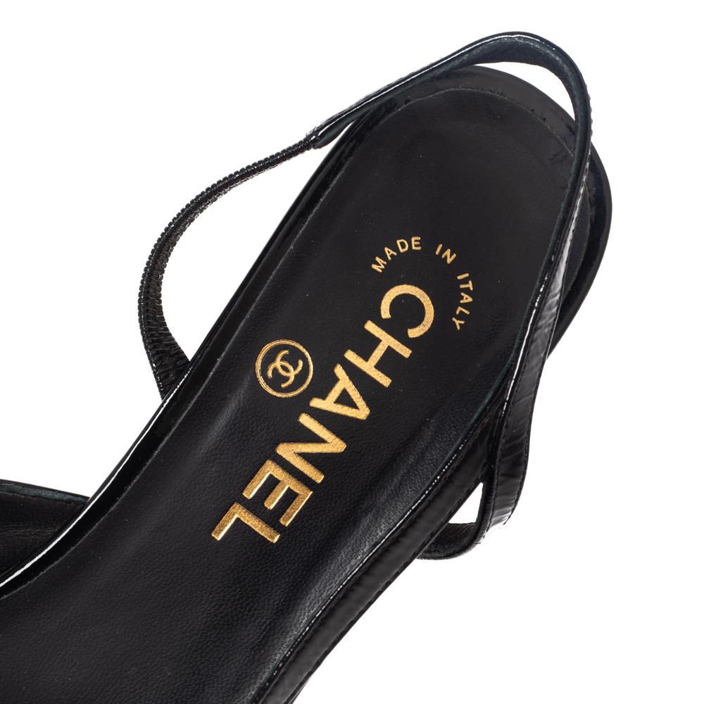chanel patent leather slingback