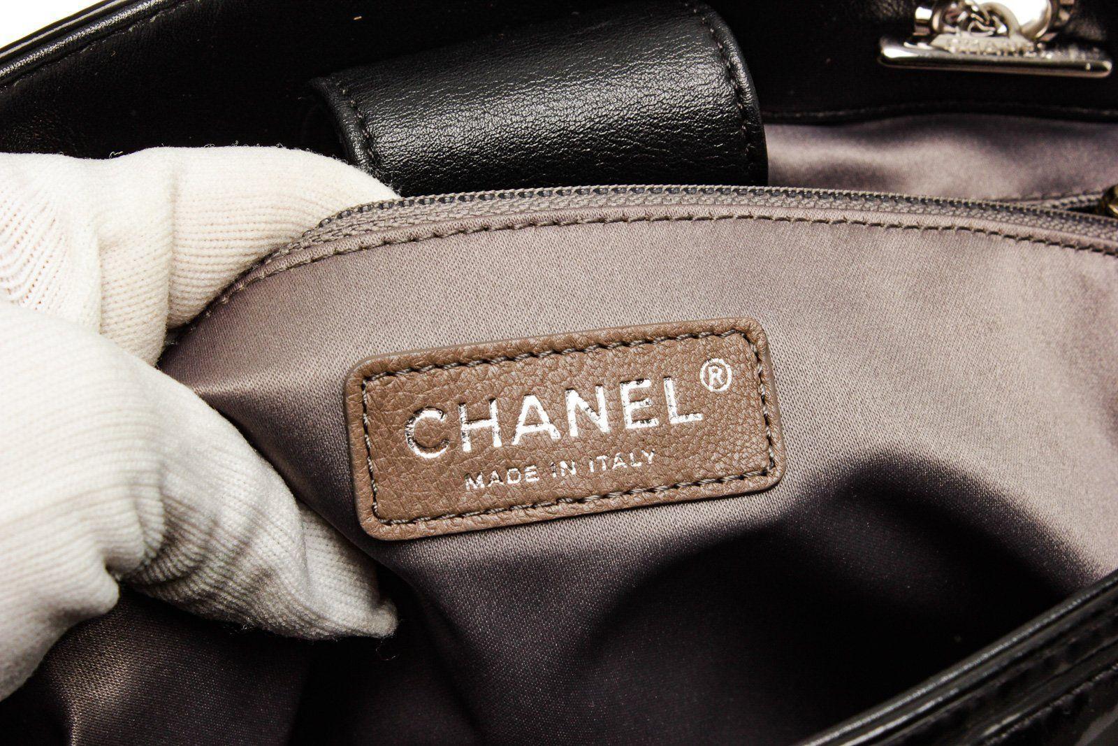 Chanel Black Patent Leather CC Lipstick Tote Bag 1